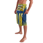 North Queensland Cowboys Rugby Lavalava Polynesian Tribal Bull Warrior Navy Yellow Pattern