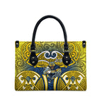 North Queensland Cowboys Rugby Leather Bag Polynesian Tribal Bull Warrior Navy Yellow Pattern