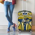 North Queensland Cowboys Rugby Luggage Cover Polynesian Tribal Bull Warrior Navy Yellow Pattern
