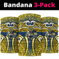 North Queensland Cowboys Rugby Neck Gaiter Polynesian Tribal Bull Warrior Navy Yellow Pattern