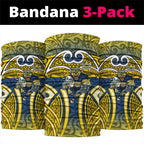 North Queensland Cowboys Rugby Neck Gaiter Polynesian Tribal Bull Warrior Navy Yellow Pattern
