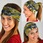 North Queensland Cowboys Rugby Neck Gaiter Polynesian Tribal Bull Warrior Navy Yellow Pattern