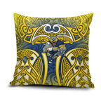 North Queensland Cowboys Rugby Pillow Cover Polynesian Tribal Bull Warrior Navy Yellow Pattern
