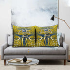 North Queensland Cowboys Rugby Pillow Cover Polynesian Tribal Bull Warrior Navy Yellow Pattern