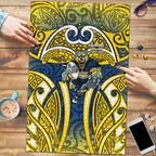 North Queensland Cowboys Rugby Puzzle Polynesian Tribal Bull Warrior Navy Yellow Pattern