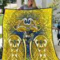 North Queensland Cowboys Rugby Quilt Polynesian Tribal Bull Warrior Navy Yellow Pattern