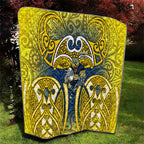 North Queensland Cowboys Rugby Quilt Polynesian Tribal Bull Warrior Navy Yellow Pattern