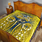 North Queensland Cowboys Rugby Quilt Polynesian Tribal Bull Warrior Navy Yellow Pattern