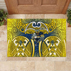 North Queensland Cowboys Rugby Rubber Doormat Polynesian Tribal Bull Warrior Navy Yellow Pattern