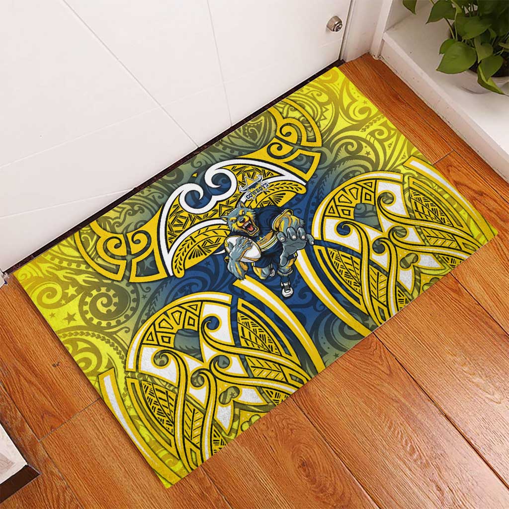 North Queensland Cowboys Rugby Rubber Doormat Polynesian Tribal Bull Warrior Navy Yellow Pattern