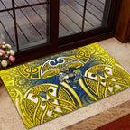 North Queensland Cowboys Rugby Rubber Doormat Polynesian Tribal Bull Warrior Navy Yellow Pattern