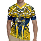 North Queensland Cowboys Rugby Rugby Jersey Polynesian Tribal Bull Warrior Navy Yellow Pattern