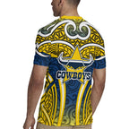 North Queensland Cowboys Rugby Rugby Jersey Polynesian Tribal Bull Warrior Navy Yellow Pattern