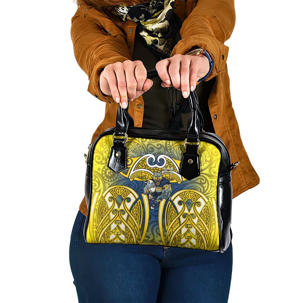 North Queensland Cowboys Rugby Shoulder Handbag Polynesian Tribal Bull Warrior Navy Yellow Pattern