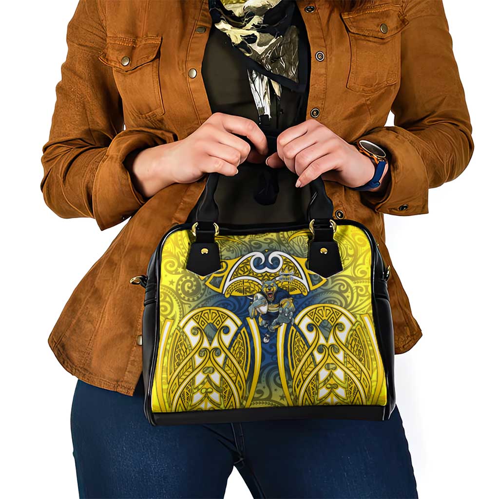 North Queensland Cowboys Rugby Shoulder Handbag Polynesian Tribal Bull Warrior Navy Yellow Pattern