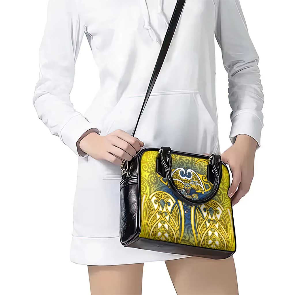 North Queensland Cowboys Rugby Shoulder Handbag Polynesian Tribal Bull Warrior Navy Yellow Pattern