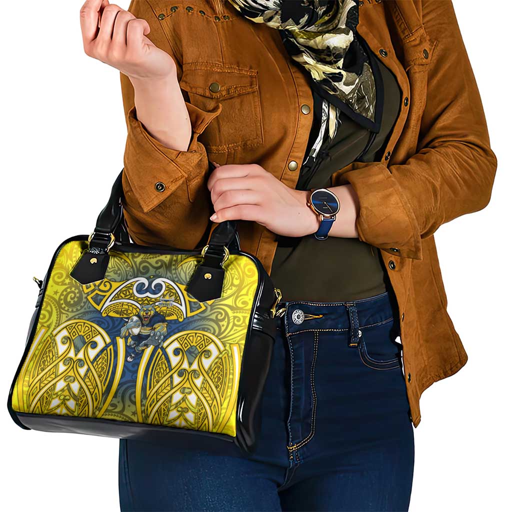 North Queensland Cowboys Rugby Shoulder Handbag Polynesian Tribal Bull Warrior Navy Yellow Pattern