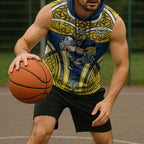 North Queensland Cowboys Rugby Sleeveless Hoodie Polynesian Tribal Bull Warrior Navy Yellow Pattern