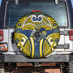 North Queensland Cowboys Rugby Spare Tire Cover Polynesian Tribal Bull Warrior Navy Yellow Pattern