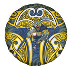 North Queensland Cowboys Rugby Spare Tire Cover Polynesian Tribal Bull Warrior Navy Yellow Pattern