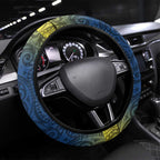 North Queensland Cowboys Rugby Steering Wheel Cover Polynesian Tribal Bull Warrior Navy Yellow Pattern