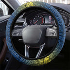 North Queensland Cowboys Rugby Steering Wheel Cover Polynesian Tribal Bull Warrior Navy Yellow Pattern