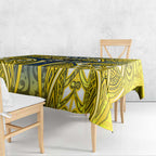 North Queensland Cowboys Rugby Tablecloth Polynesian Tribal Bull Warrior Navy Yellow Pattern