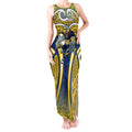 North Queensland Cowboys Rugby Tank Maxi Dress Polynesian Tribal Bull Warrior Navy Yellow Pattern