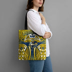 North Queensland Cowboys Rugby Tote Bag Polynesian Tribal Bull Warrior Navy Yellow Pattern
