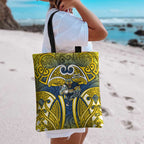 North Queensland Cowboys Rugby Tote Bag Polynesian Tribal Bull Warrior Navy Yellow Pattern