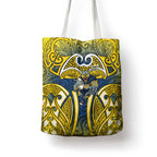 North Queensland Cowboys Rugby Tote Bag Polynesian Tribal Bull Warrior Navy Yellow Pattern