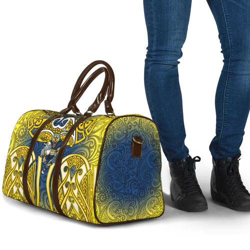 North Queensland Cowboys Rugby Travel Bag Polynesian Tribal Bull Warrior Navy Yellow Pattern