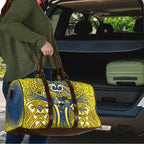 North Queensland Cowboys Rugby Travel Bag Polynesian Tribal Bull Warrior Navy Yellow Pattern