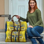 North Queensland Cowboys Rugby Travel Bag Polynesian Tribal Bull Warrior Navy Yellow Pattern