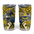 North Queensland Cowboys Rugby Tumbler Cup Polynesian Tribal Bull Warrior Navy Yellow Pattern