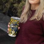 North Queensland Cowboys Rugby Tumbler Cup Polynesian Tribal Bull Warrior Navy Yellow Pattern