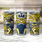 North Queensland Cowboys Rugby Tumbler Cup Polynesian Tribal Bull Warrior Navy Yellow Pattern
