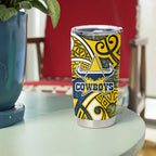 North Queensland Cowboys Rugby Tumbler Cup Polynesian Tribal Bull Warrior Navy Yellow Pattern