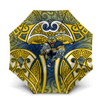North Queensland Cowboys Rugby Umbrella Polynesian Tribal Bull Warrior Navy Yellow Pattern