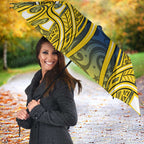 North Queensland Cowboys Rugby Umbrella Polynesian Tribal Bull Warrior Navy Yellow Pattern