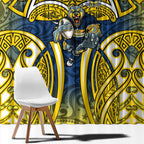 North Queensland Cowboys Rugby Window Curtain Polynesian Tribal Bull Warrior Navy Yellow Pattern