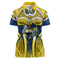 North Queensland Cowboys Rugby Women Polo Shirt Polynesian Tribal Bull Warrior Navy Yellow Pattern