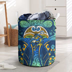 Parramatta Eels Rugby Laundry Basket Polynesian Tribal Eel Warrior Blue Gold Pattern