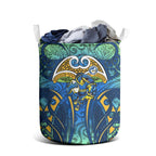 Parramatta Eels Rugby Laundry Basket Polynesian Tribal Eel Warrior Blue Gold Pattern