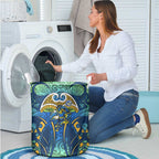 Parramatta Eels Rugby Laundry Basket Polynesian Tribal Eel Warrior Blue Gold Pattern