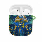 Parramatta Eels Rugby AirPods Case Polynesian Tribal Eel Warrior Blue Gold Pattern