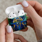 Parramatta Eels Rugby AirPods Case Polynesian Tribal Eel Warrior Blue Gold Pattern