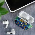 Parramatta Eels Rugby AirPods Case Polynesian Tribal Eel Warrior Blue Gold Pattern