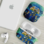 Parramatta Eels Rugby AirPods Case Polynesian Tribal Eel Warrior Blue Gold Pattern