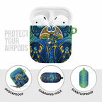 Parramatta Eels Rugby AirPods Case Polynesian Tribal Eel Warrior Blue Gold Pattern